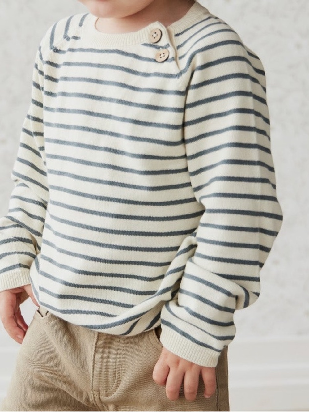 Jamie Kay Jayden Jumper Knit Sweater 3Y Cream Sage/Gray Stripe Cotton